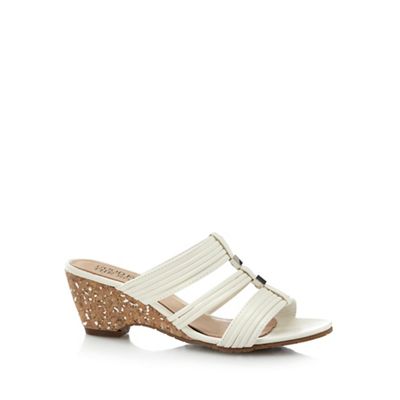 White 'Gifts' mid heel wide fit mules